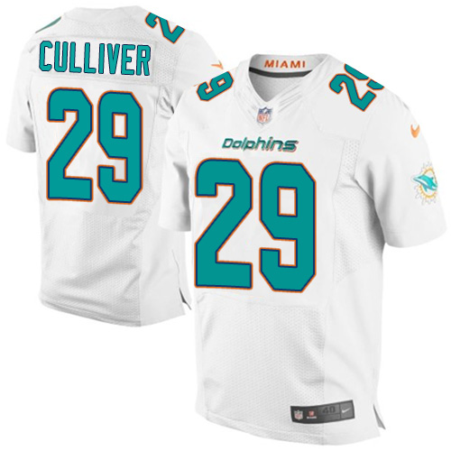 Men's Elite Chris Culliver Nike Jersey White Road - #29 NFL Miami Dolphins